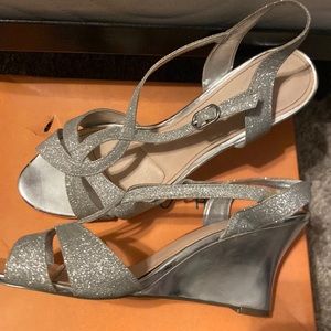 Sliver glitter heels